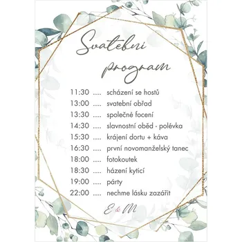 Svatební dekorace Svatební harmonogram 250