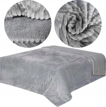 Přehoz na lůžko Přehoz na postel 200x220 oboustranný mikrovlákno proužky CAPRI šedý