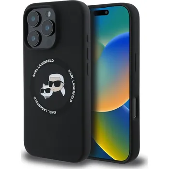 Náhradní kryt pro mobilní telefon Karl Lagerfeld Liquid Silicone K&CH Heads MagSafe zadní kryt pro iPhone 16 Pro Max Black