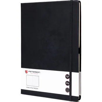 Ledvinka Peterson zápisník s pevnou vazbou, formát B5, potištěný linkami Barva: Černá