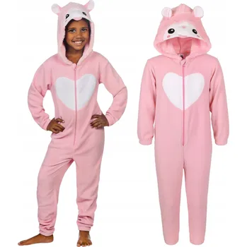 Lama Polarová pyžamo jednodílné, dětské onesie s kapucí 98/104 cm