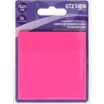 Samolepící bloček Samolepicí průhledné kartičky Strigo 75 x 75 50 listů neonově růžové