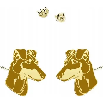 Náušnice Zlaté Náušnice s psem plemene Manchester Terrier, stříbro 925. DEDIKACE DÁREK