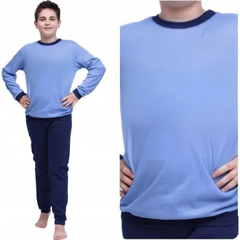 Chlapecké oblečení CHLAPECKÉ PYŽAMO BAVLNĚNÉ DLOUHÝ RUKÁV BEZ POTISKU PRO ALERGIKY HLADKÉ 128