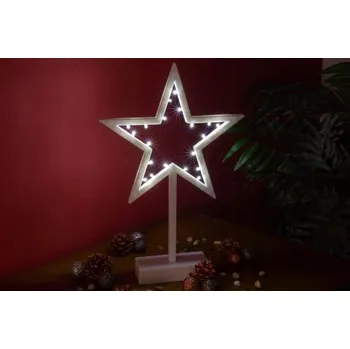 Vánoční světelná dekorace Nexos Vánoční dekorace - hvězda NA stojanu, 38 CM,2 20 LED studená bílá