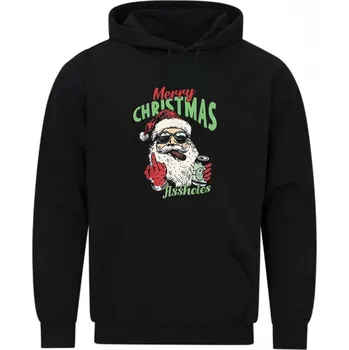 Pánská mikina Pánská mikina Drsný Santa s Doutníkem Merry Christmas Assholes (Velikost: 5XL, Barva: Černá)