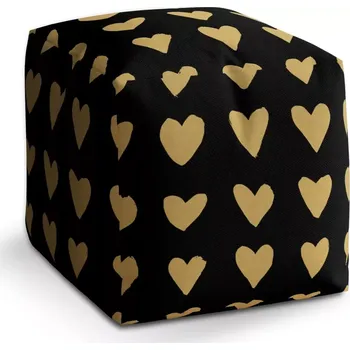 Taburet Sablio Taburet Cube Zlatá srdíčka: 40x40x40 cm