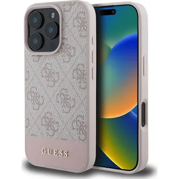 Náhradní díl pro mobilní telefon Guess PU 4G Stripe zadní kryt pro iPhone 16 Pro Pink
