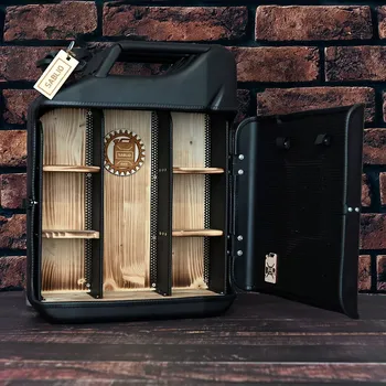 Dárkový potravinový koš Sablio Luxusní dárkový kanystr / minibar - černý - prázdný - Boční otevírání