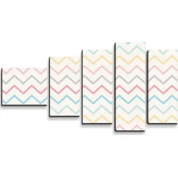 Obraz Sablio Obraz - 5-dílný Šestibarevné klikyháky - 100x60 cm