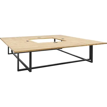 Konferenční stolek Konferenční stůl se čtvercovou dřevěnou deskou - Černá