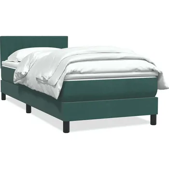 Postel vidaXL Box spring postel s matrací 80x220 cm samet [3316429] Barva: Tmavě zelená
