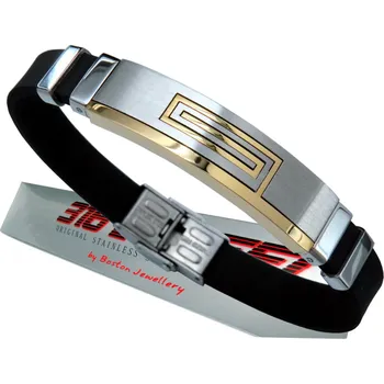 Náramek MÓDNÍ STŘÍBRNÝ PÁNSKÝ NÁRAMEK S KAUČUKEM