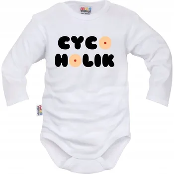 Kojenecký body Body dlouhý rukáv Dejna Cycoholik - bílé, vel. 74; 74 (6-9m); bílá; 100 % bavlna