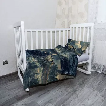 Povlečení Sablio Mikroplyšové dětské povlečení do postýlky Parní lokomotiva v zasněženém městě - 120x90 / 40x60