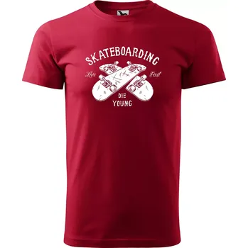 Pánské tričko Sablio Tričko s potiskem Skateboarding die young - červené 5XL