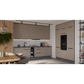 Kuchyňská linka Kuchyňská linka ARIA, sestava D 6 (ZM), 300/180 cm, 18 skříněk, sandgrau/antracit