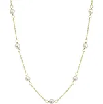 EVOLUTION GROUP CZ Zlatý 14 karátový náhrdelník žluté zlato s bílými říčními perličkami - 92P00028