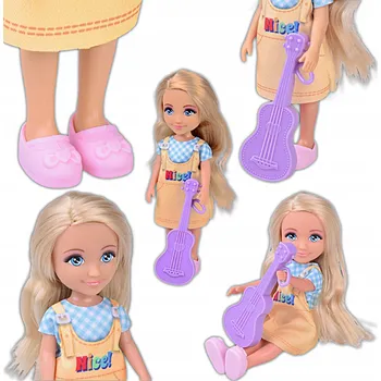 Panenka PANENKA S KYTAROU PRO HOLČIČKU ROZTOMILÁ MALÁ HUDEBNÍ PANENKA 14 CM KYTARA