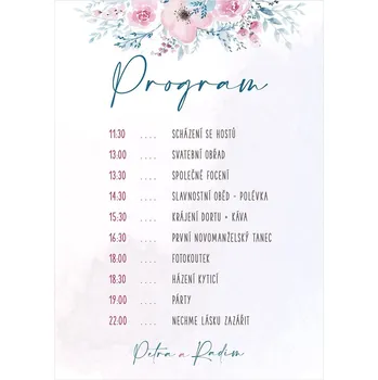 Svatební dekorace Svatební harmonogram 261