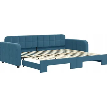 Pohovka Rozkládací lenoška-pohovka modrá 224 x 100 x 71 cm, samet