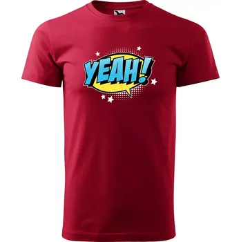 Pánské tričko Sablio Tričko s potiskem YEAH! - červené 4XL