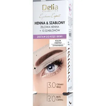 Barva na řasy a obočí DELIA - SADA NA ŘASY A OBOČÍ - GELOVÁ HENNA + 10 ŠABLON 3.0 TMAVĚ HNĚDÁ