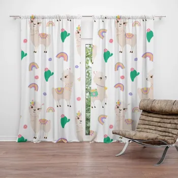 Závěs Sablio Závěs Roztomilé lamy: 2ks 140x250cm