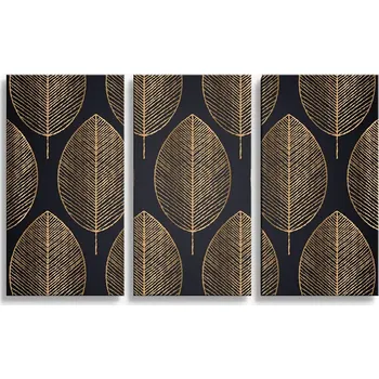 Obraz Sablio Obraz - 3-dílný Zlaté listy - 120x80 cm