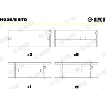 Kliková hřídel Hlavní ložiska klikového hřídele GLYCO H025/5 STD