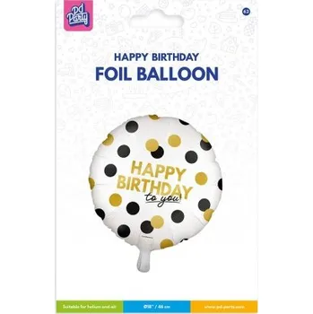 Balónek PD Fóliový balónek Happy Birthday puntík zlatý 46 cm