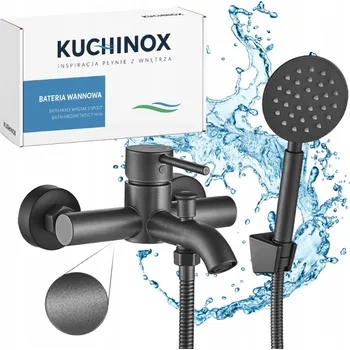 Vodovodní baterie Dvoukohoutková nástěnná vanová baterie Kuchinox NOIA šedá