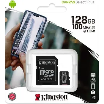 Paměťová karta Kingston Canvas Plus 128GB microSDXC karta 100MB/s