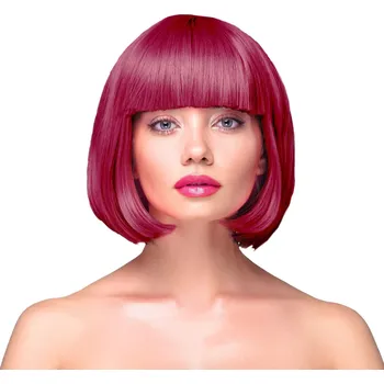 Karnevalová paruka Párty paruka krátké rovné vlasy bordó Bob Karneval fotokoutek ples