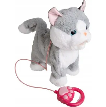 plyšák Plyšová Interaktivní Kočka Dží Chodící a Mňoukající na Vodítku