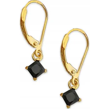 Náušnice Pozlacené náušnice ze stříbra 925 s malým černým zirkon jako dárek