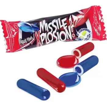 Bonbon Fini Missile Xplosion! kyselá žvýkačka s příchutí jahody a rybízu 4,7 g
