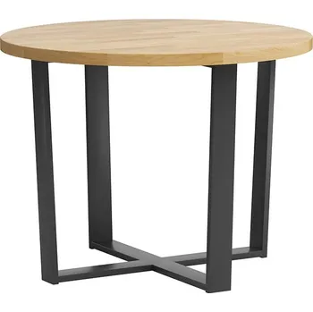 Jídelní stůl Kulatý stůl s dřevěnou deskou. Průměr 100 cm - Černá