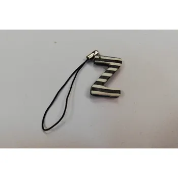 Přívěsek Fimo přívěsek na mobil - písmeno "Z" černobílý