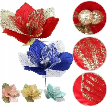 Vánoční dekorace KVĚTY NA VÁNOČNÍ DEKORACE VELKÁ VÁNOČNÍ HVĚZDA 34CM NA STROMEČEK KVĚTINA