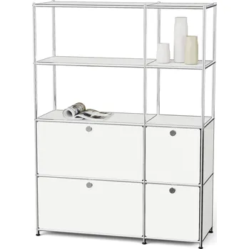 regál 701669 - Tchibo - Kovový regál CN3 se 4 výklopnými dvířky - barva: bílá