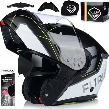 Helma na motorku MOTOCYKLOVÁ PŘILBA | VITO FURIO FLUO MAT | VÝKLOPNÁ S PINLOCKEM + SLUNEČNÍ CLONA