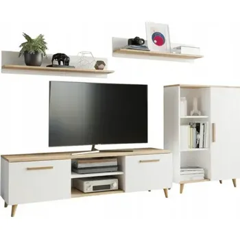 Obývací stěna Nábytková Stěna OSKAR sada nábytku do obývacího pokoje, bílý dub artisan