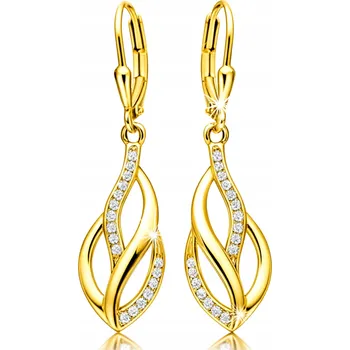 Náušnice Zlaté Náušnice 925 Visací Rampouchy Slzy Pro Ženy Stříbro Pozlacené