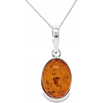 Přívěsek Přívěsek stříbrný s jantarem, STŘÍBRNÝ PŘÍVĚSEK jemný OVÁL - VIDEO
