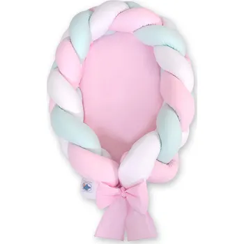 Hnízdečko pro miminko Hnízdečko pro miminko pletené 2 v 1 - bílo - růžovo - mátové My Sweet Baby