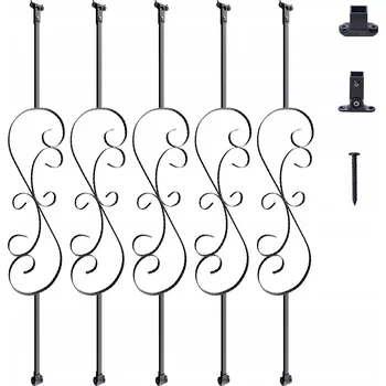 Schodišťové zábradlí 5 Ks 185 x 20 x 1118 mm pozinkovaná Ocel matně černá