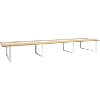 Konferenční stolek Rekordní konferenční stůl s dřevěnou deskou 600x150 cm - Bílá