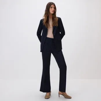 Dámské kalhoty Reserved - Pruhované zvonové kalhoty - tmavomodrá - 349GF-59X - 349GF-59X-S