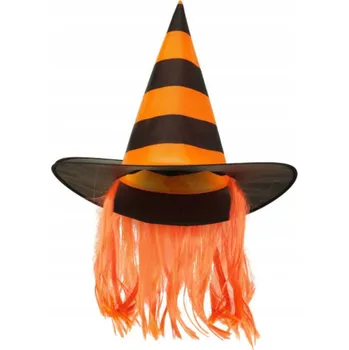 Karnevalový doplněk Klobouk "Čarodějnice s vlasy", oranžový, Amscan